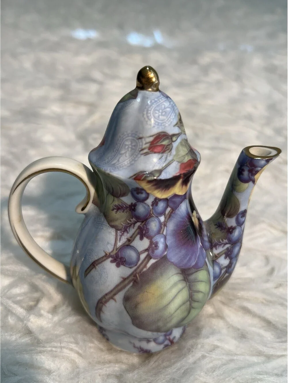 Apropos Home Teapot Night Light Porcelain: Floral & Fruit Decor